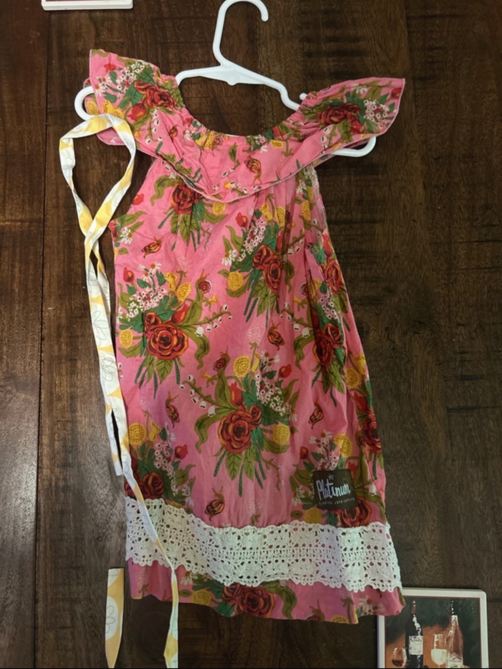 Matilda Jane Pink Floral Tank Top with Crochet Trim
